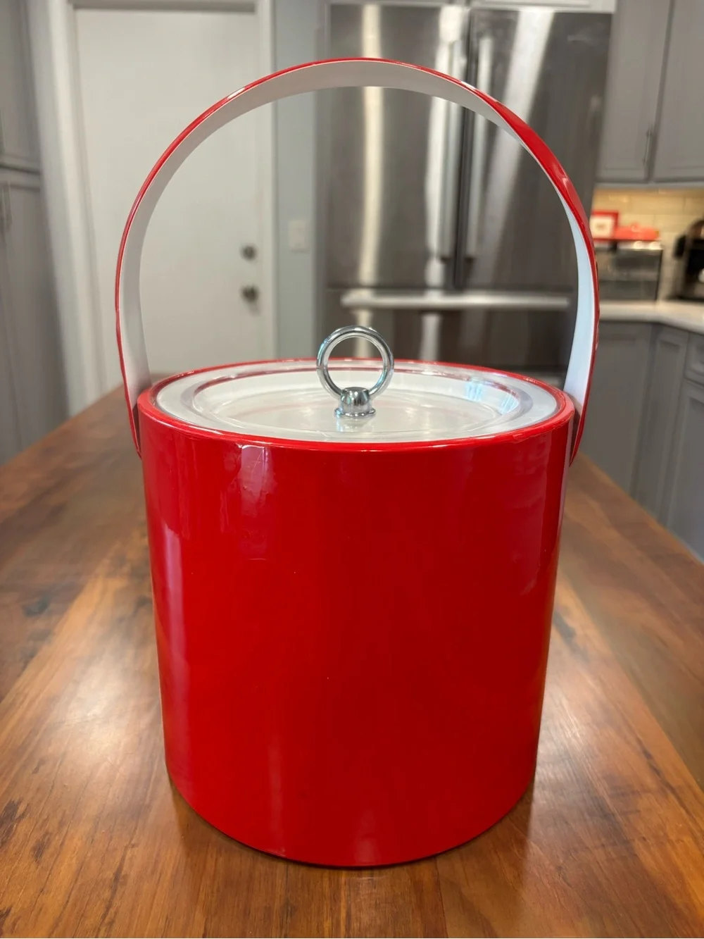 Vintage Georges Briard Red & White Ice Bucket